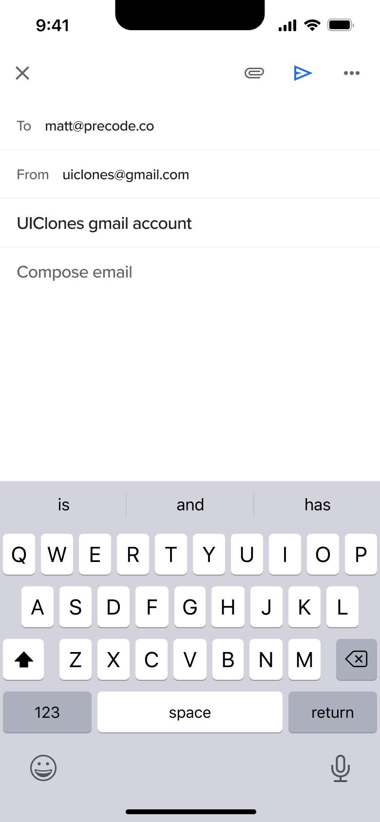 Body text being typed.