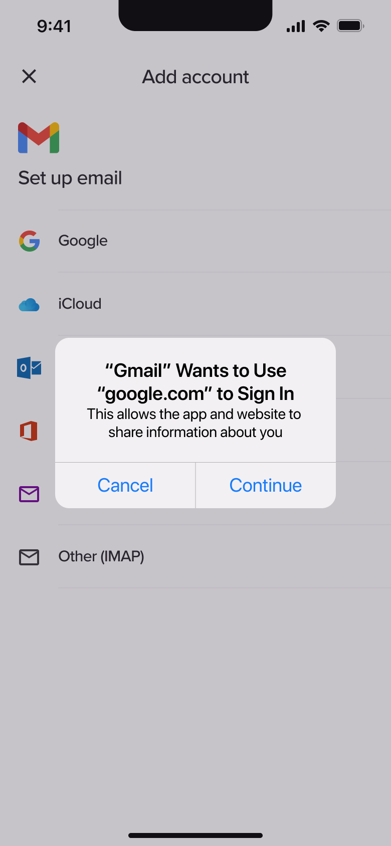 System alert: wants to use domain to sign in.