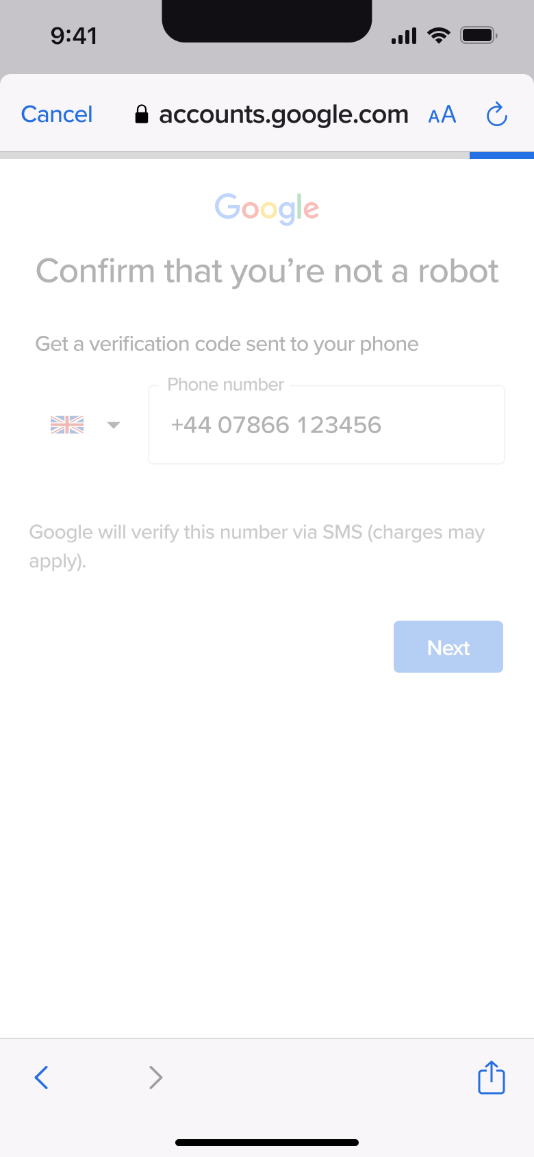 Sending verification code.