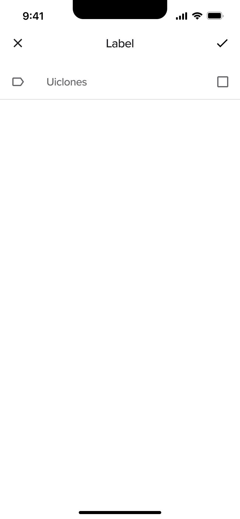 Label picker for email: one label unticked.