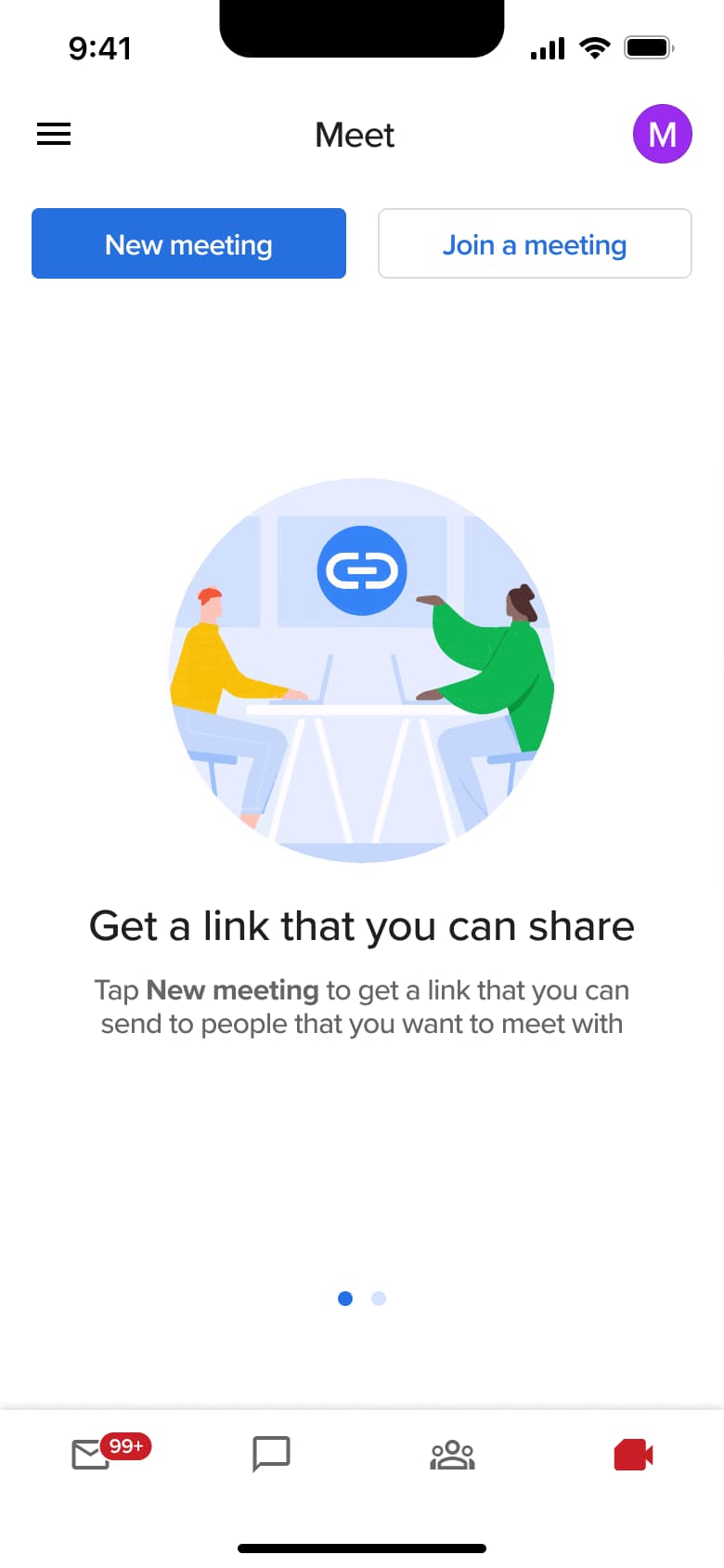 Gmail flow, step 1: meet 1