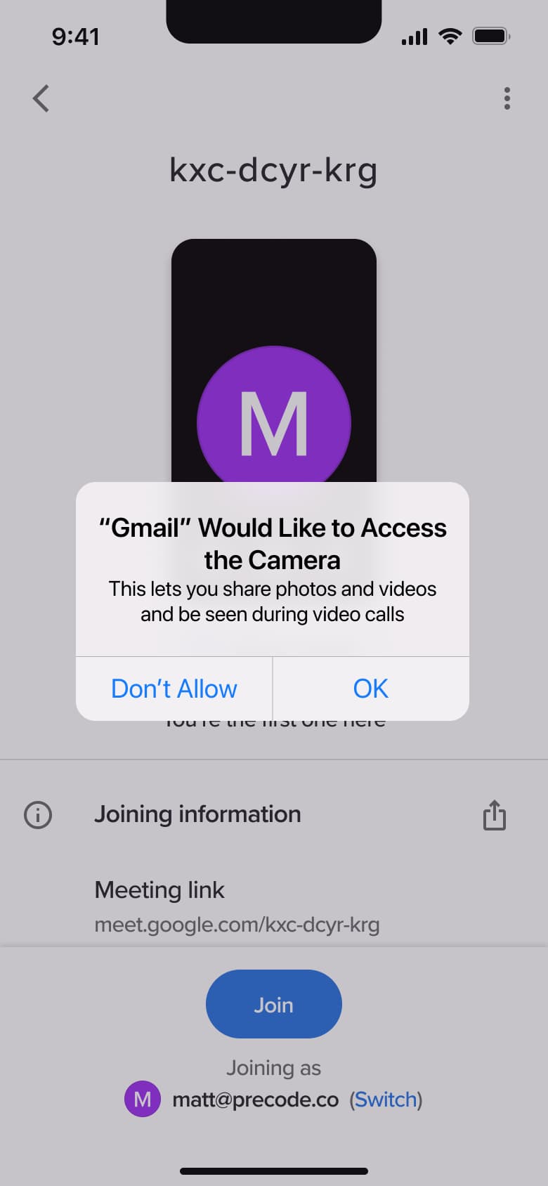 Camera access alert repeated.