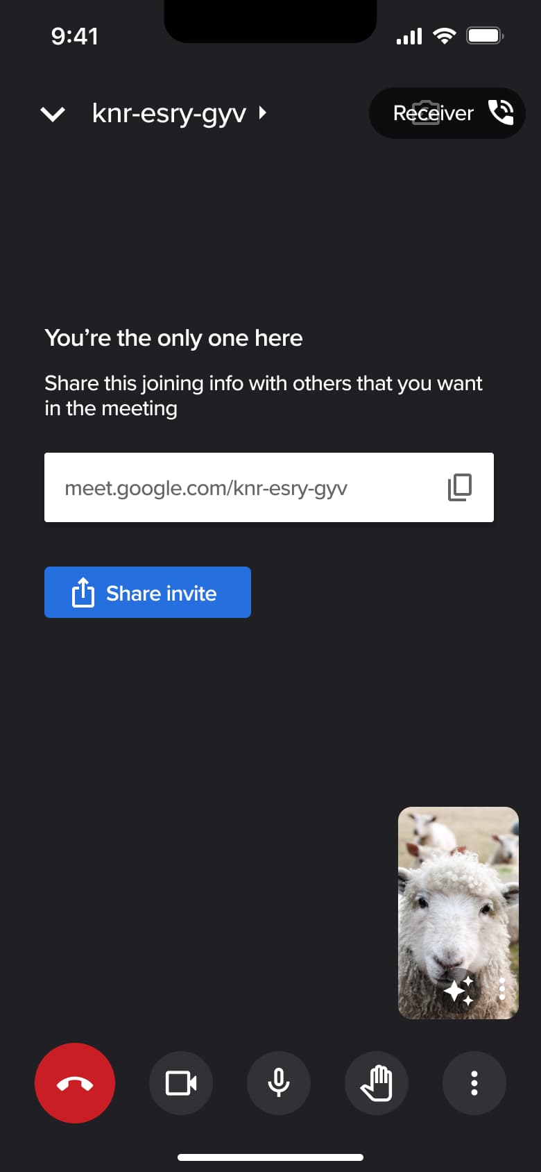 In-call in a new meeting with link field.