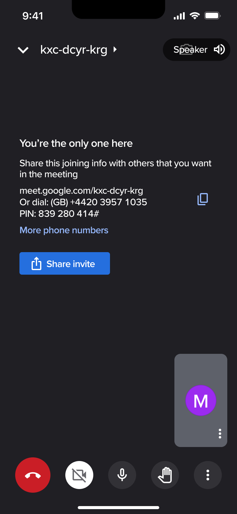 In-call with speaker output.
