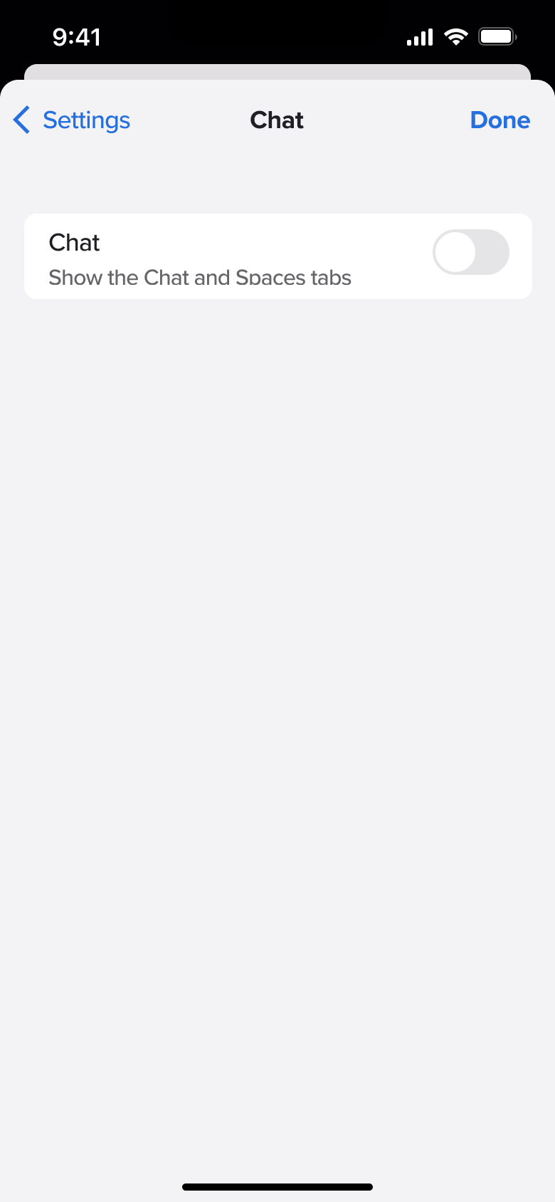 Chat setting toggle.