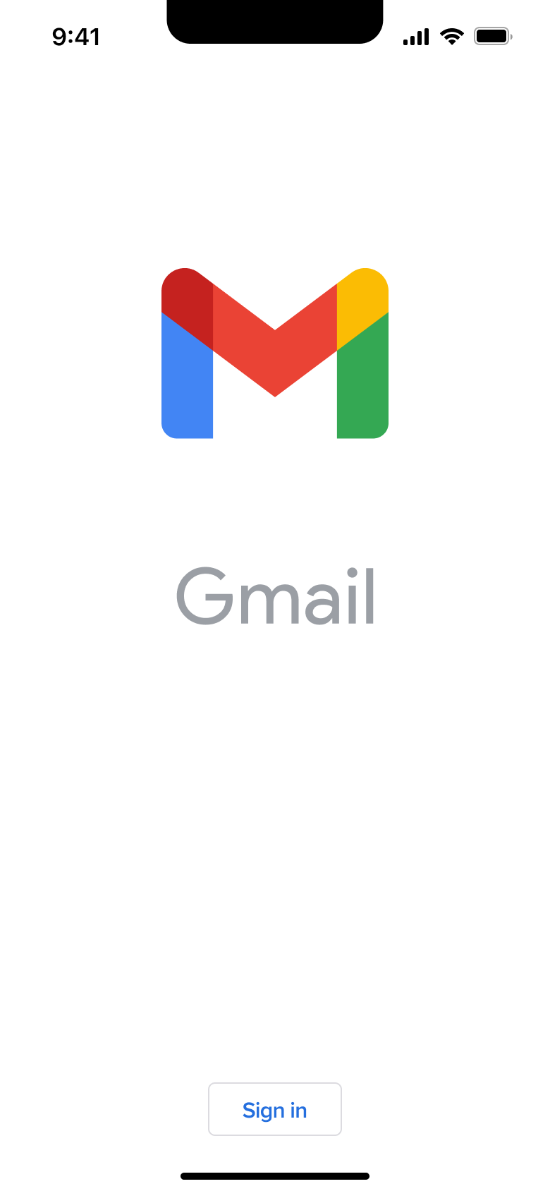 Launch screen with sign in.