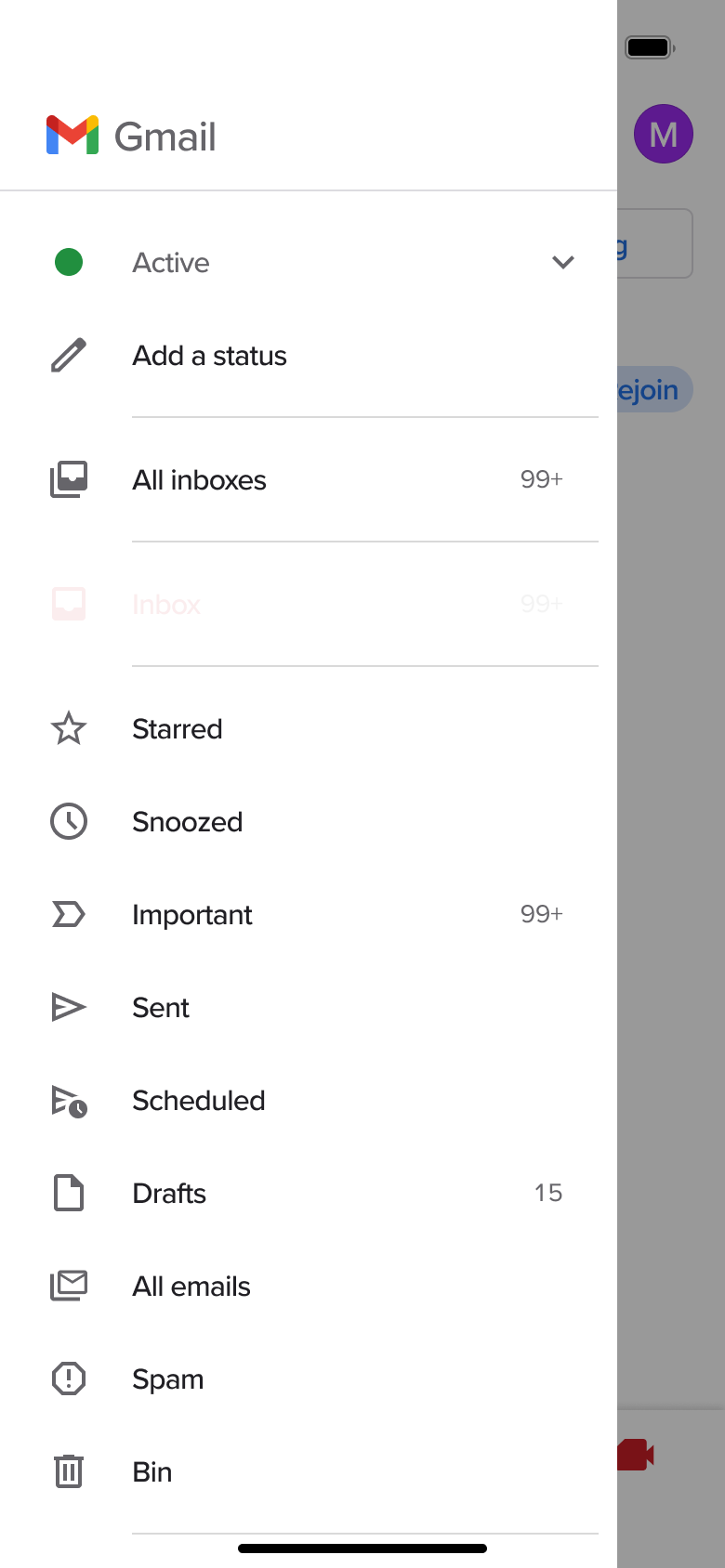 Gmail flow, step 1: status 1