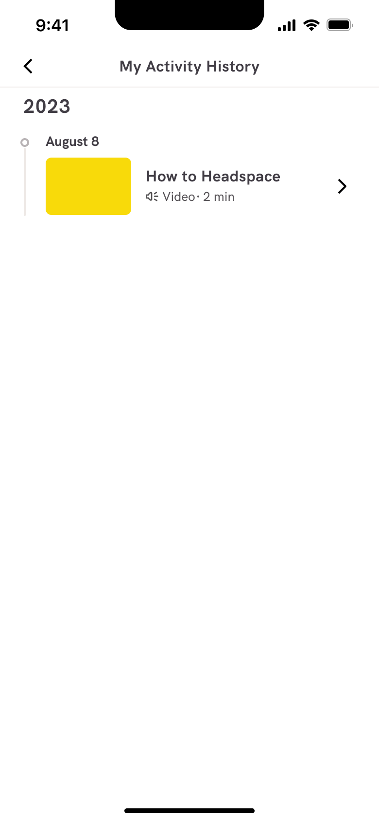 My activity history by date.