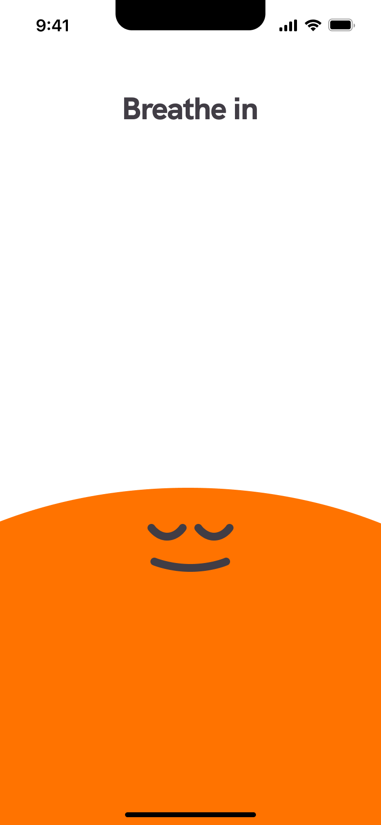 Breathe in: breathing exercise animation with rising character.