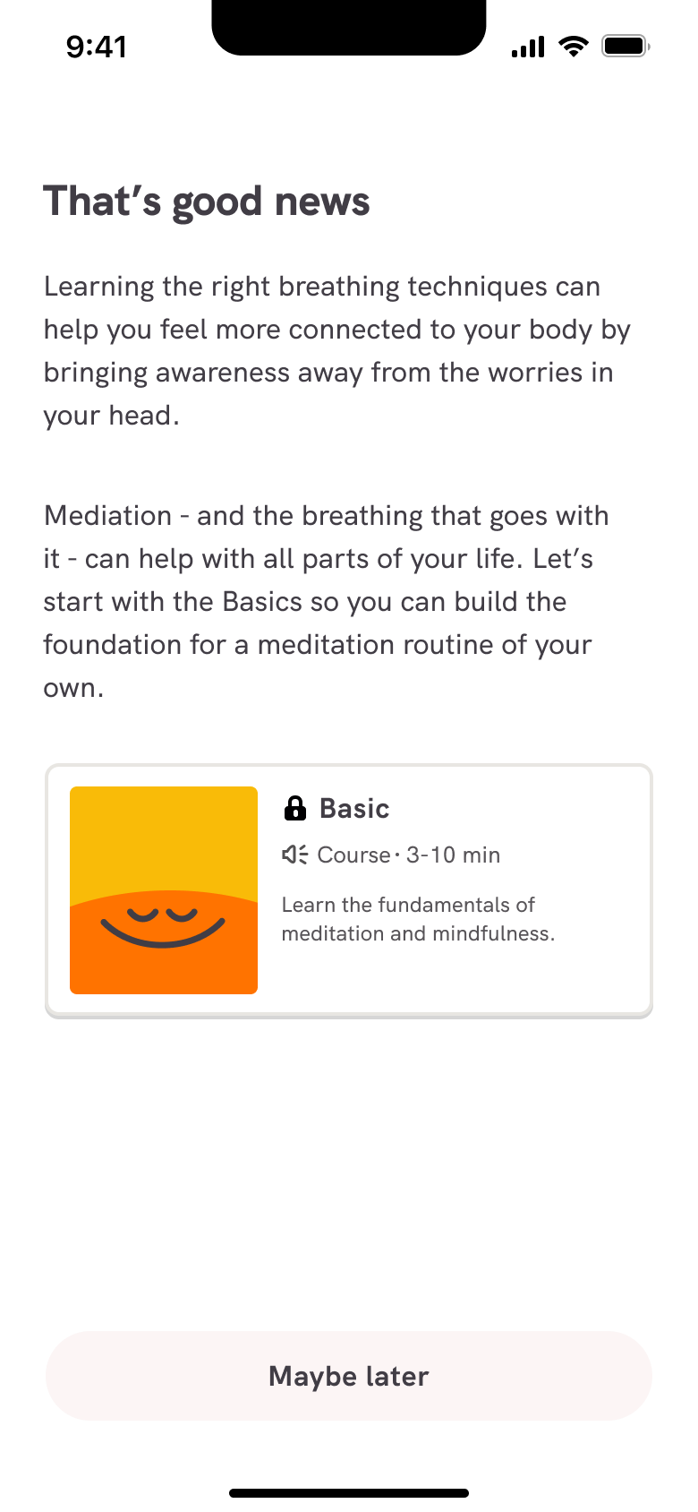 That's good news: start with the basics course card.