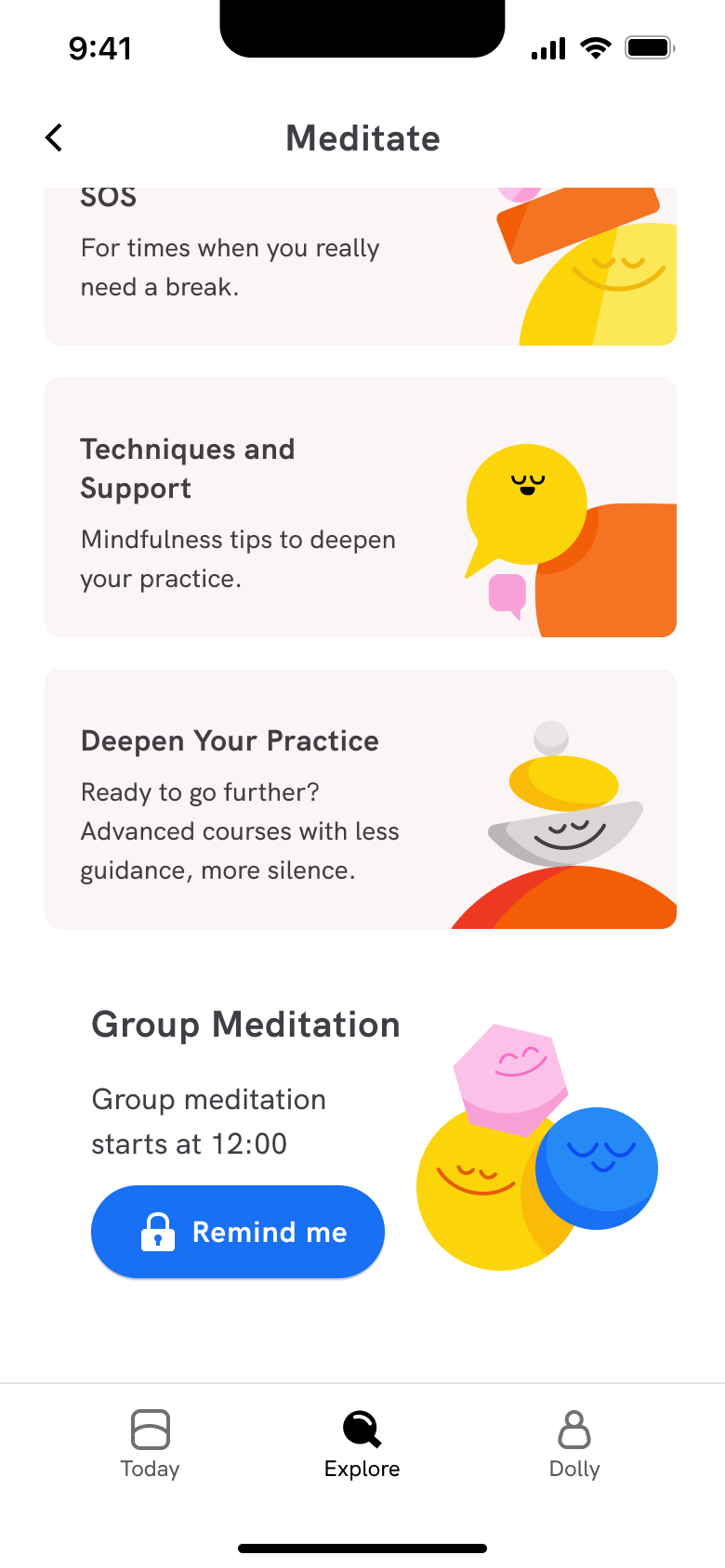 Meditate end: techniques, deepen practice and group meditation with remind me.