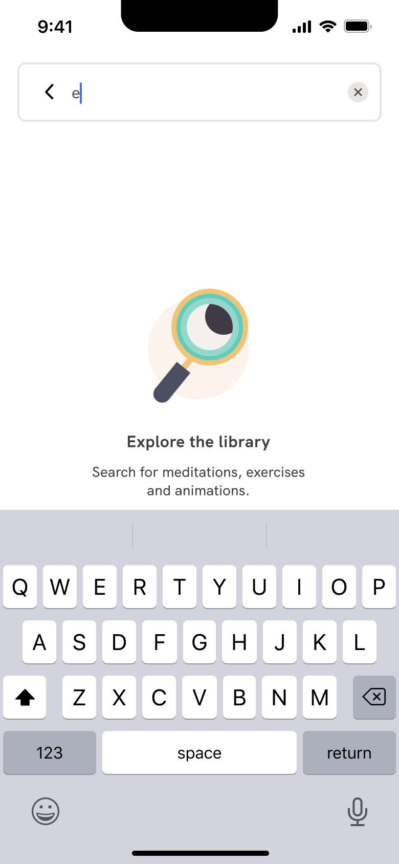 Search with one letter typed.