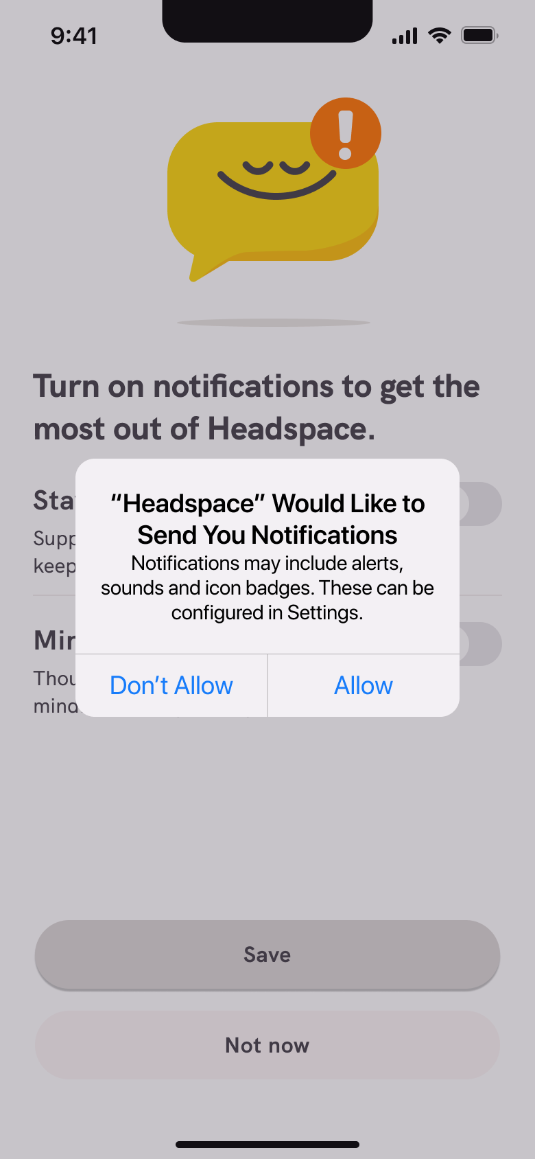 Notifications system alert over priming.