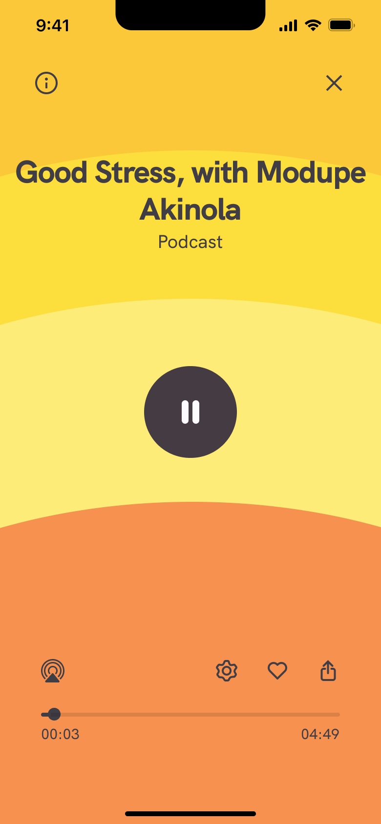 Podcast player playing.
