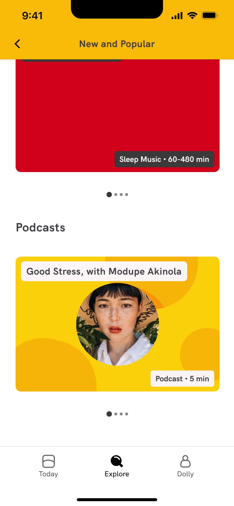 New and popular: podcasts carousel.