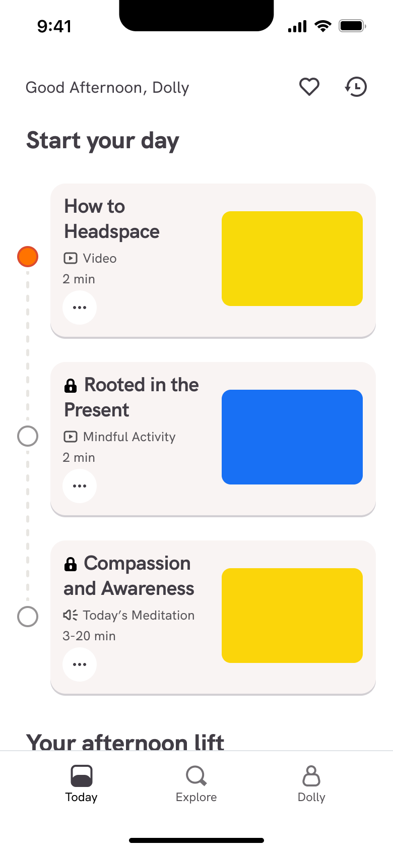 Headspace flow, step 1: today 3