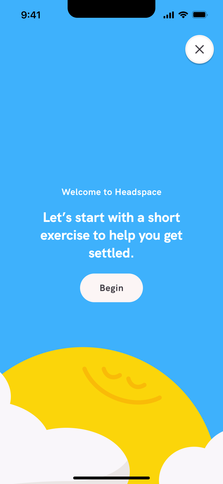 Headspace flow, step 1: welcome 1