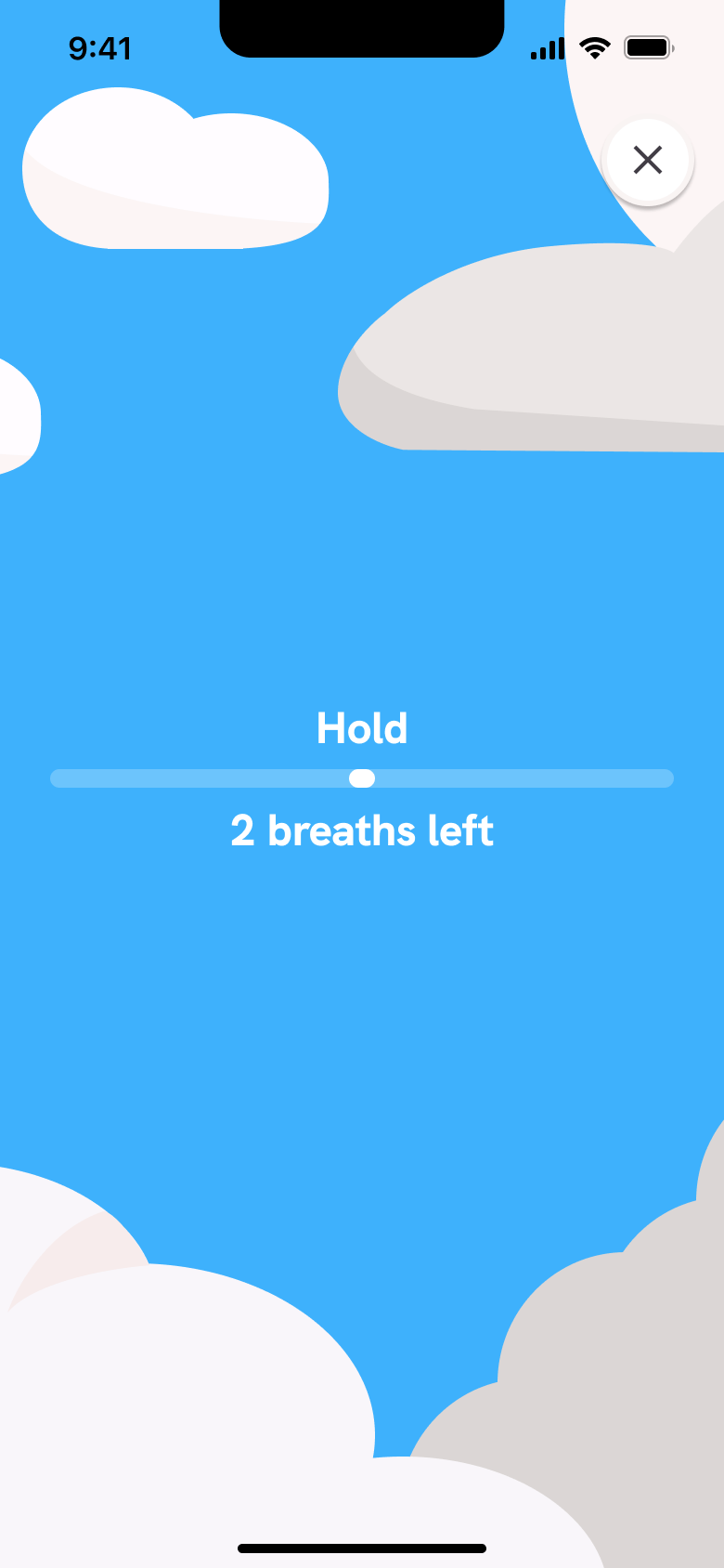 Breathing exercise: hold before next breath.