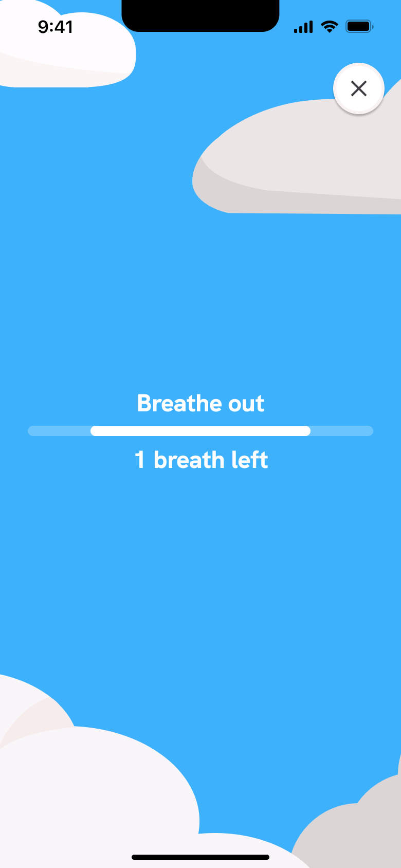 Breathing exercise: breathe out.
