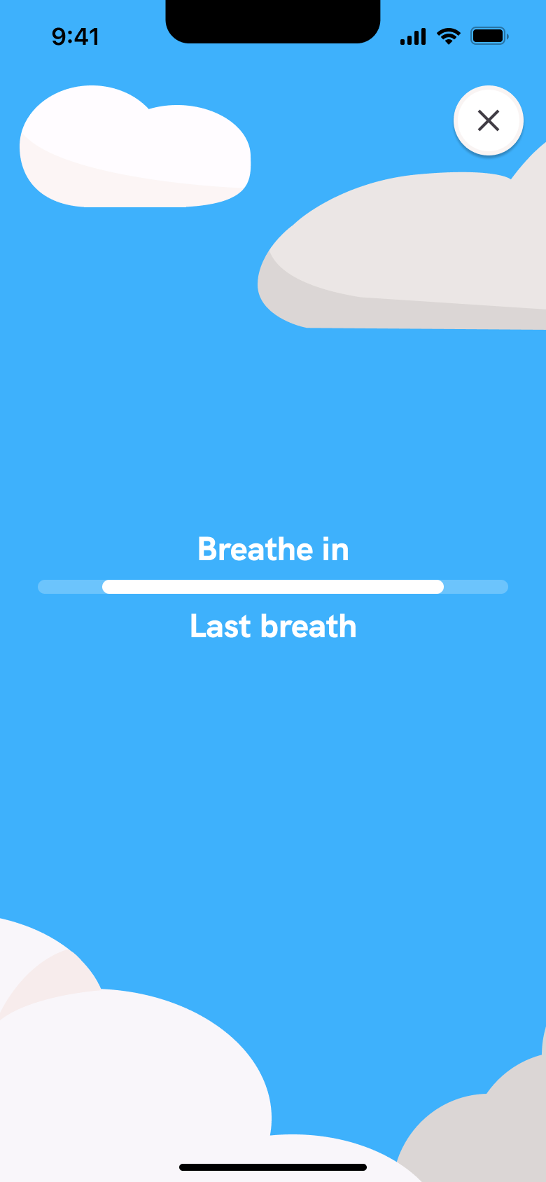 Breathing exercise: breathe in, last breath.