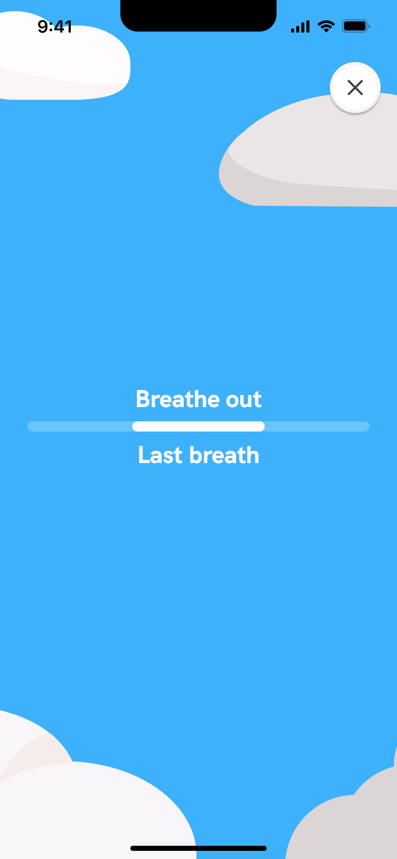 Breathing exercise: breathe out, last breath.