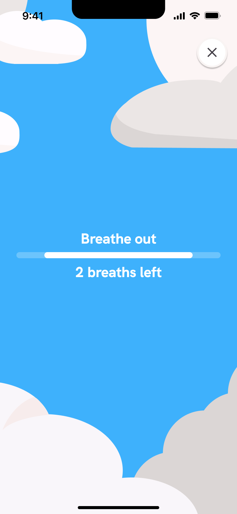 Breathing exercise: breathe out.