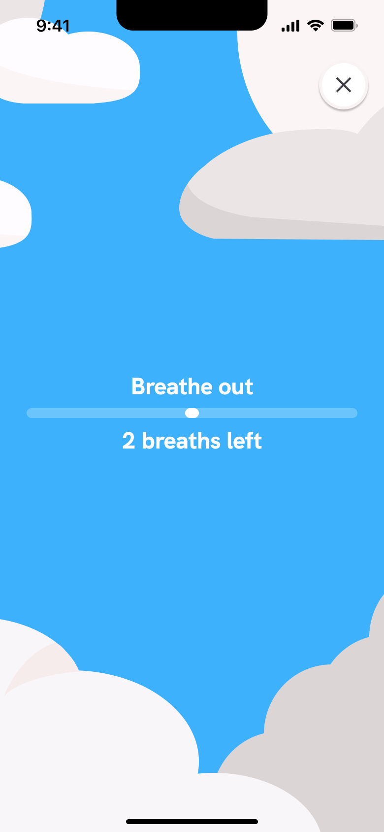 Breathing exercise: breathe out finishing.