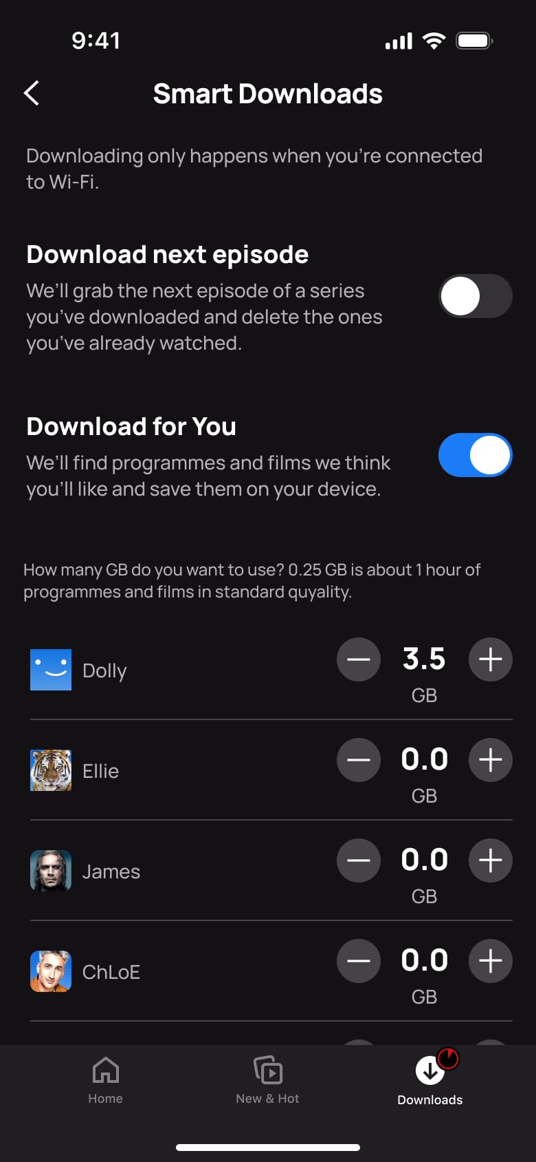 Download for You on with 3.5 GB for Dolly.