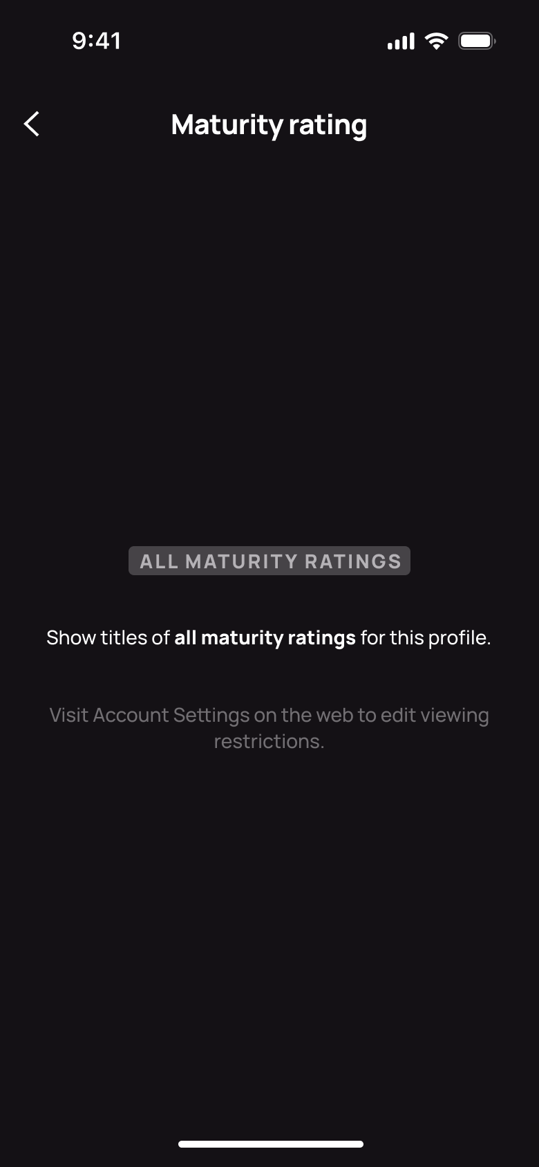 Maturity rating: all maturity ratings shown for this profile.