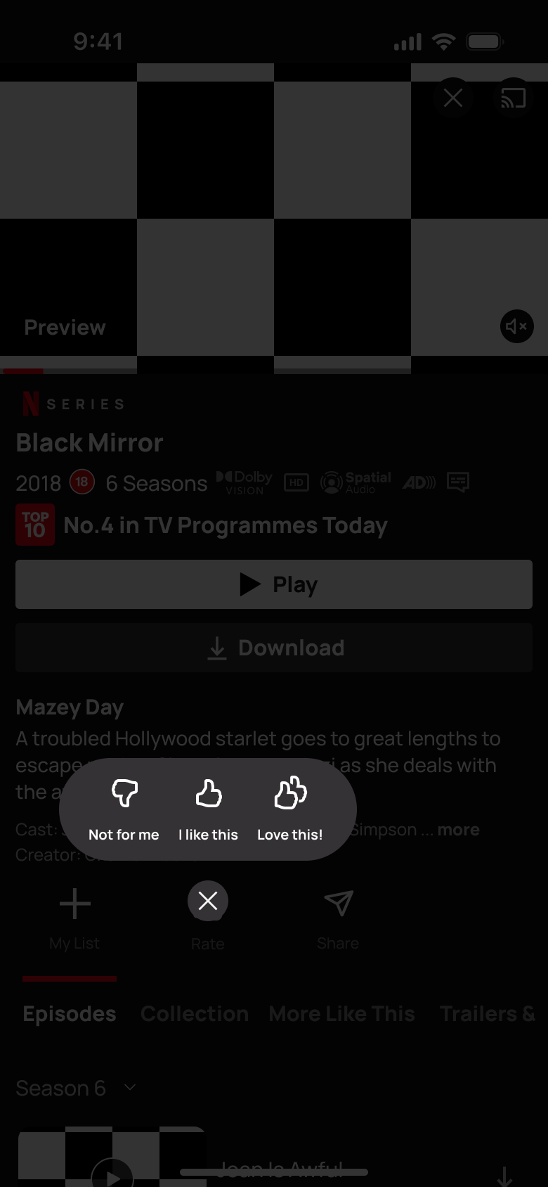 Rating popover: not for me, I like this and love this.