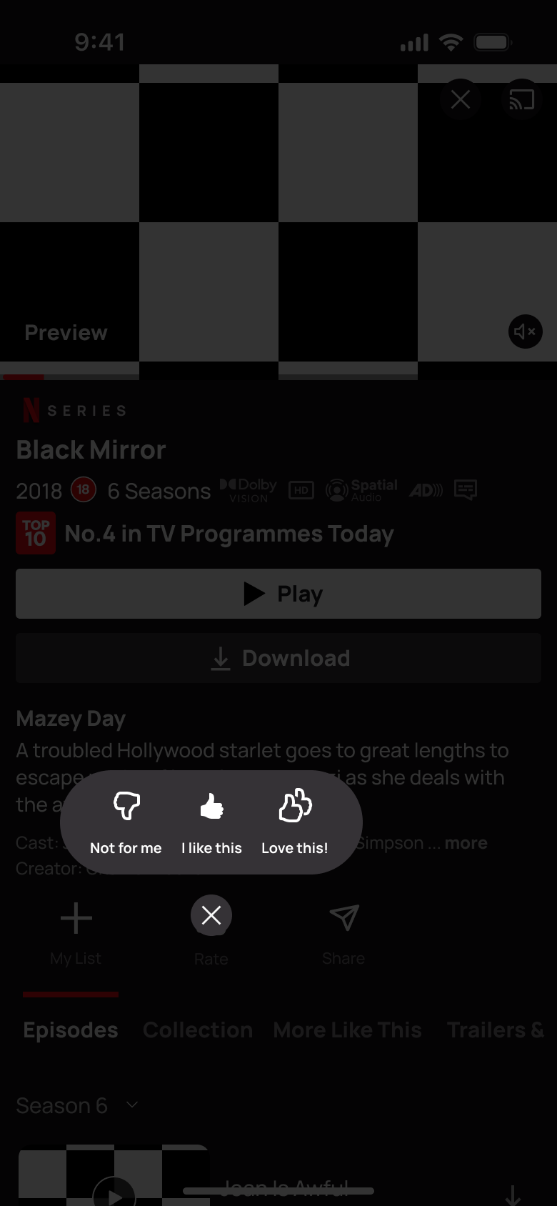 Rating popover with I like this selected.