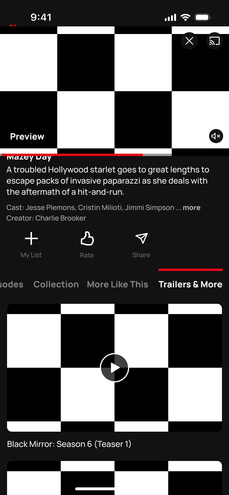 Trailers and More tab with the season 6 teaser.