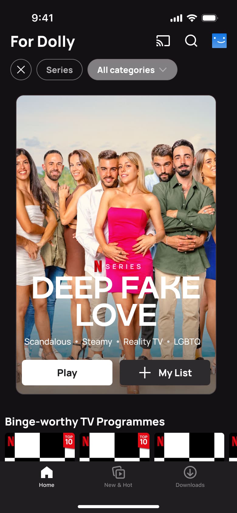 Series in all categories: Deep Fake Love featured with binge-worthy programmes.