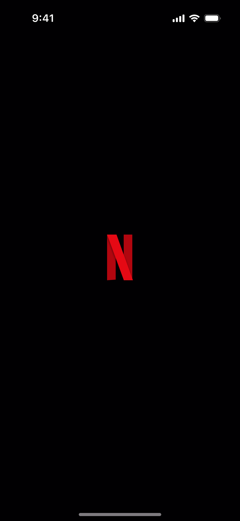 Netflix N logo launch screen.