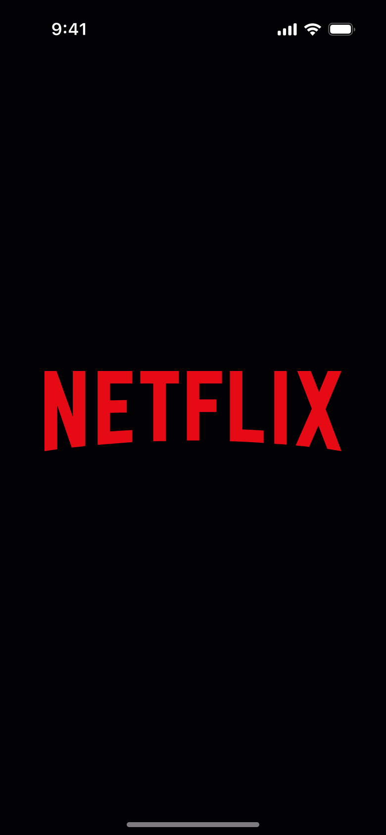 Full Netflix wordmark launch screen.