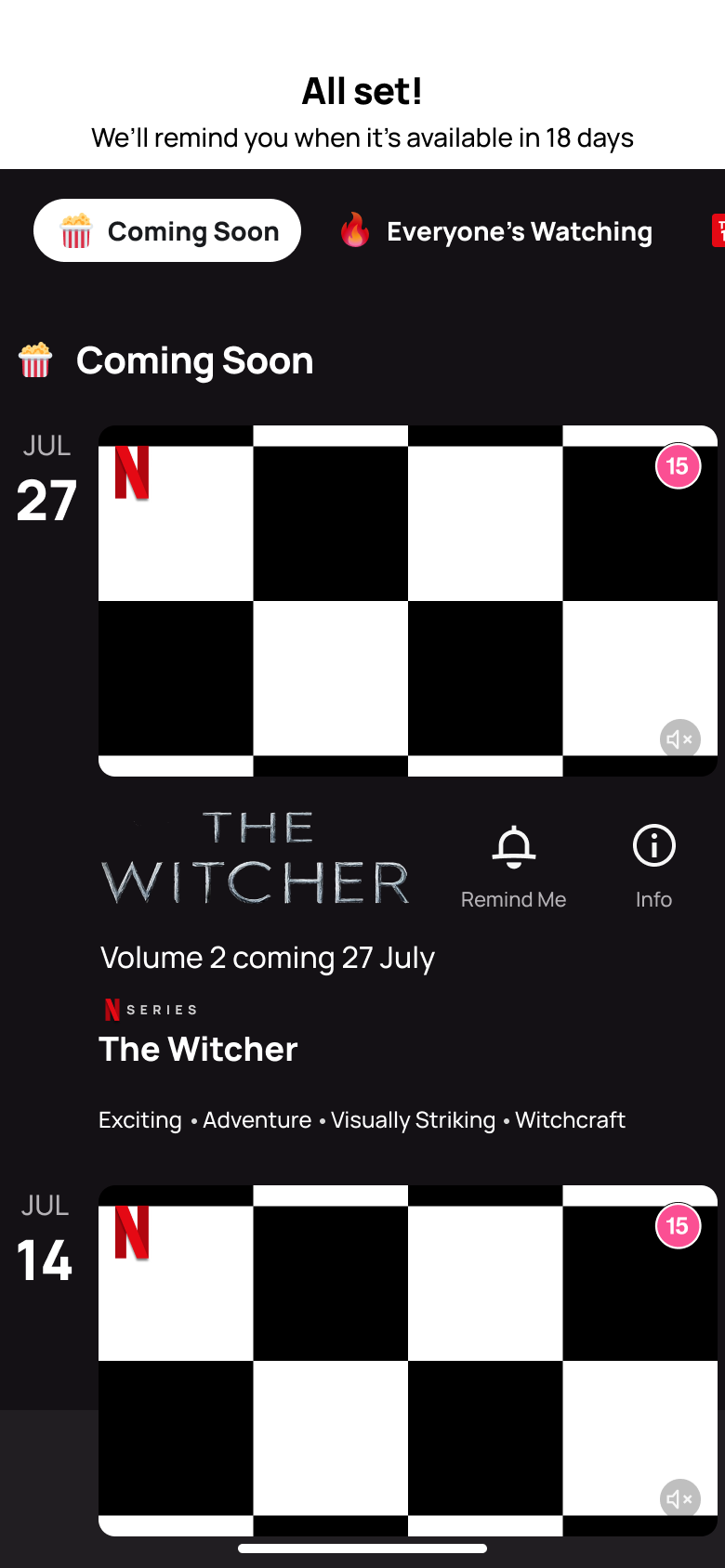 Coming soon with an All set reminder confirmation.