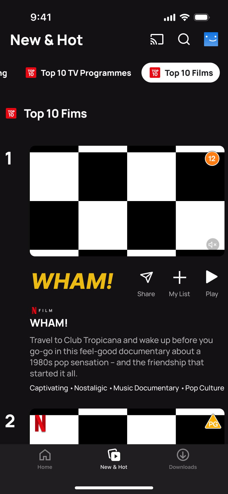 Top 10 films: WHAM! ranked first.