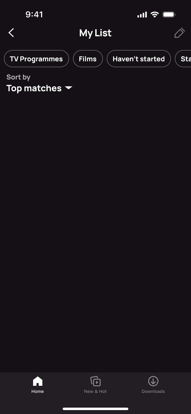 My List reloading after the filter is cleared.