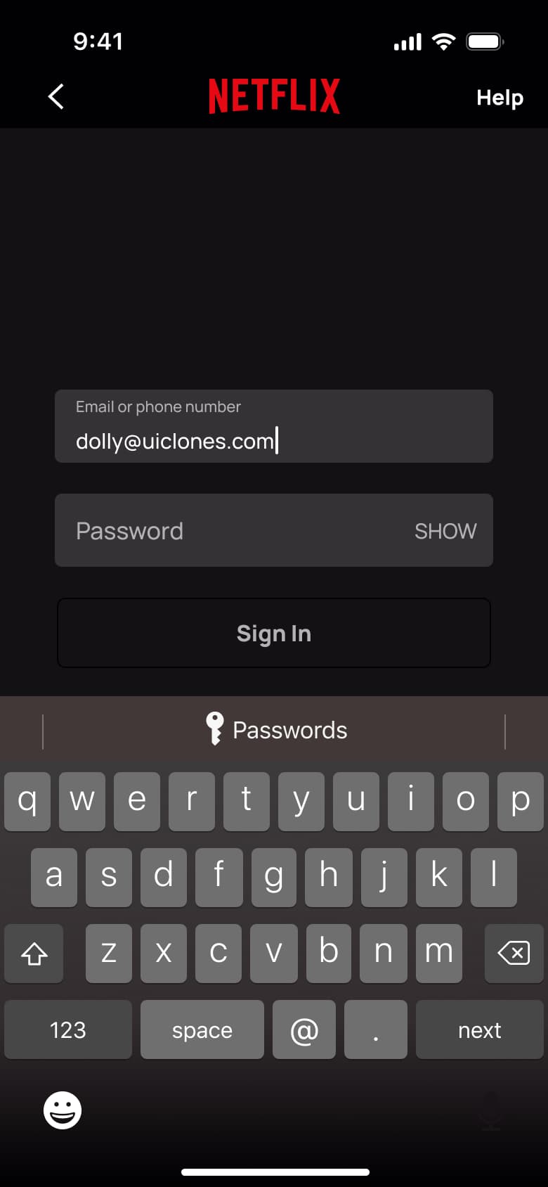 Sign in with the email address typed.
