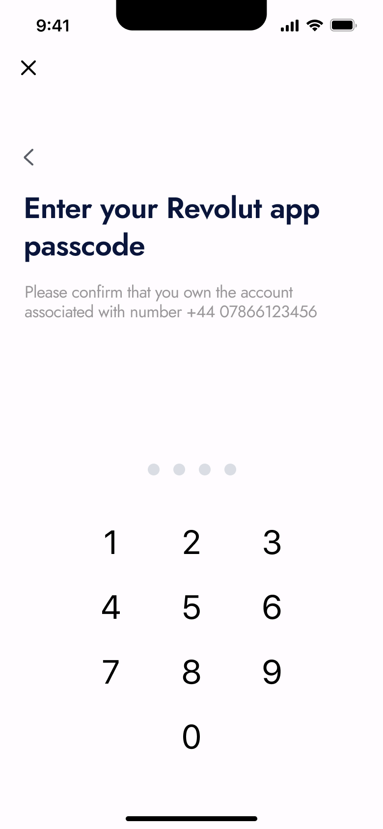 Enter bank app passcode, empty.