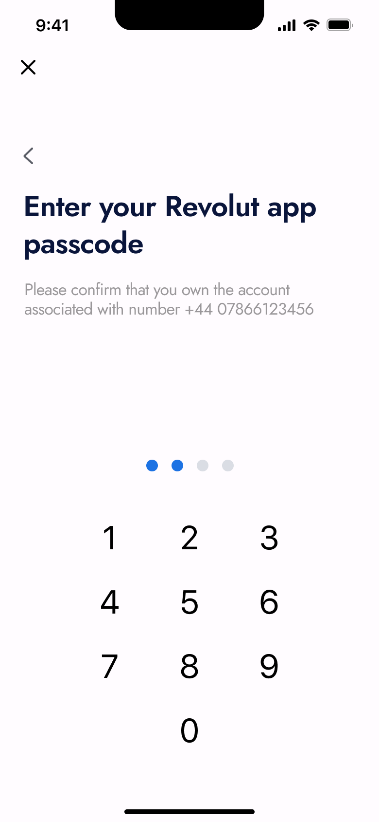 Enter your bank app passcode with two digits.