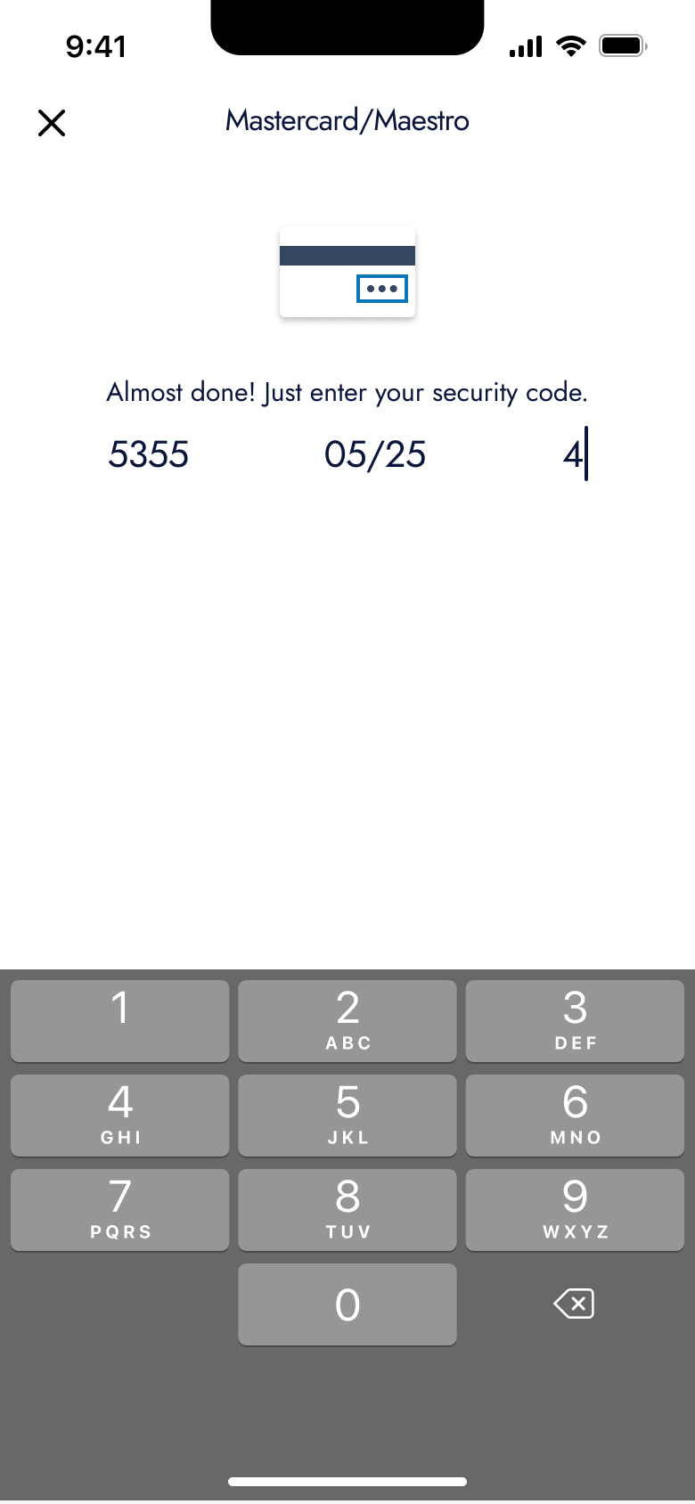 Almost done: enter your security code.