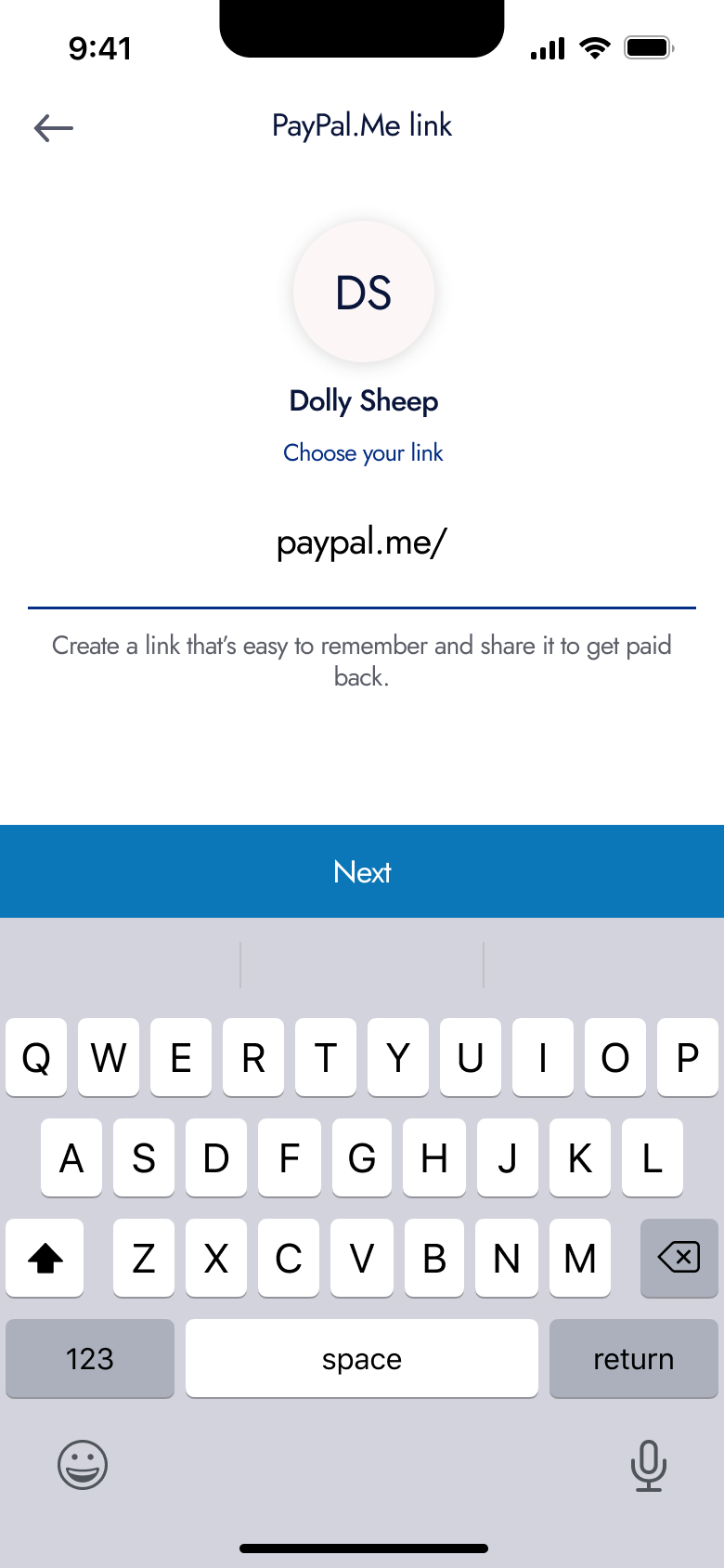 Choose a payment link: empty field with guidance.