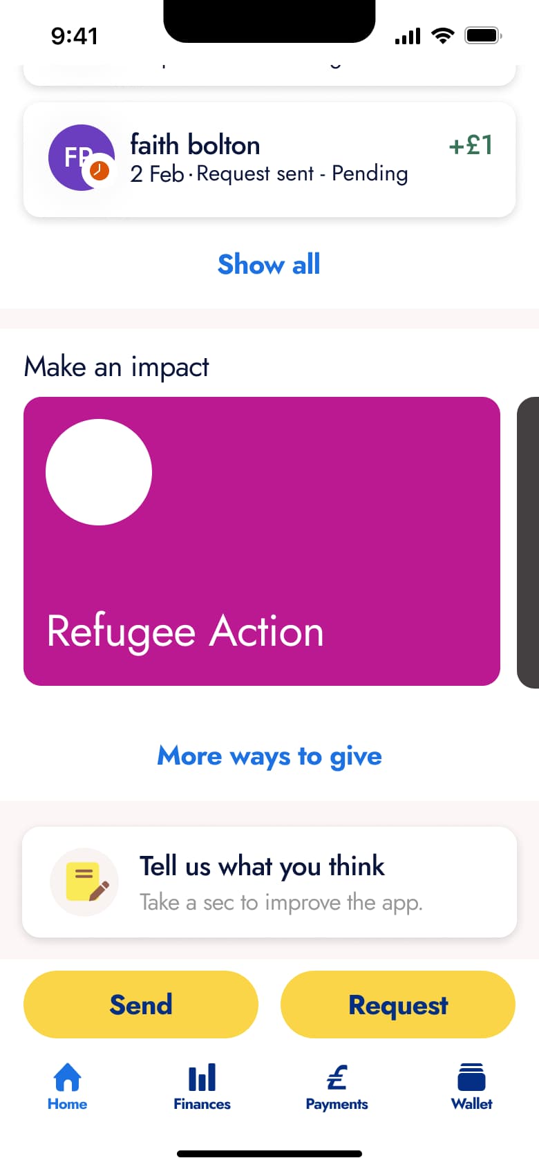 Home charity carousel with another charity.