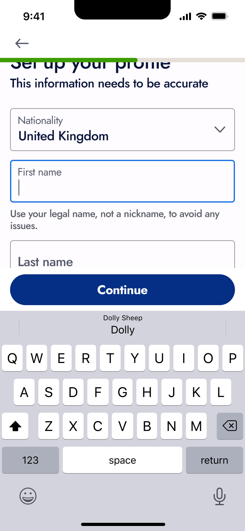 First name field focused.