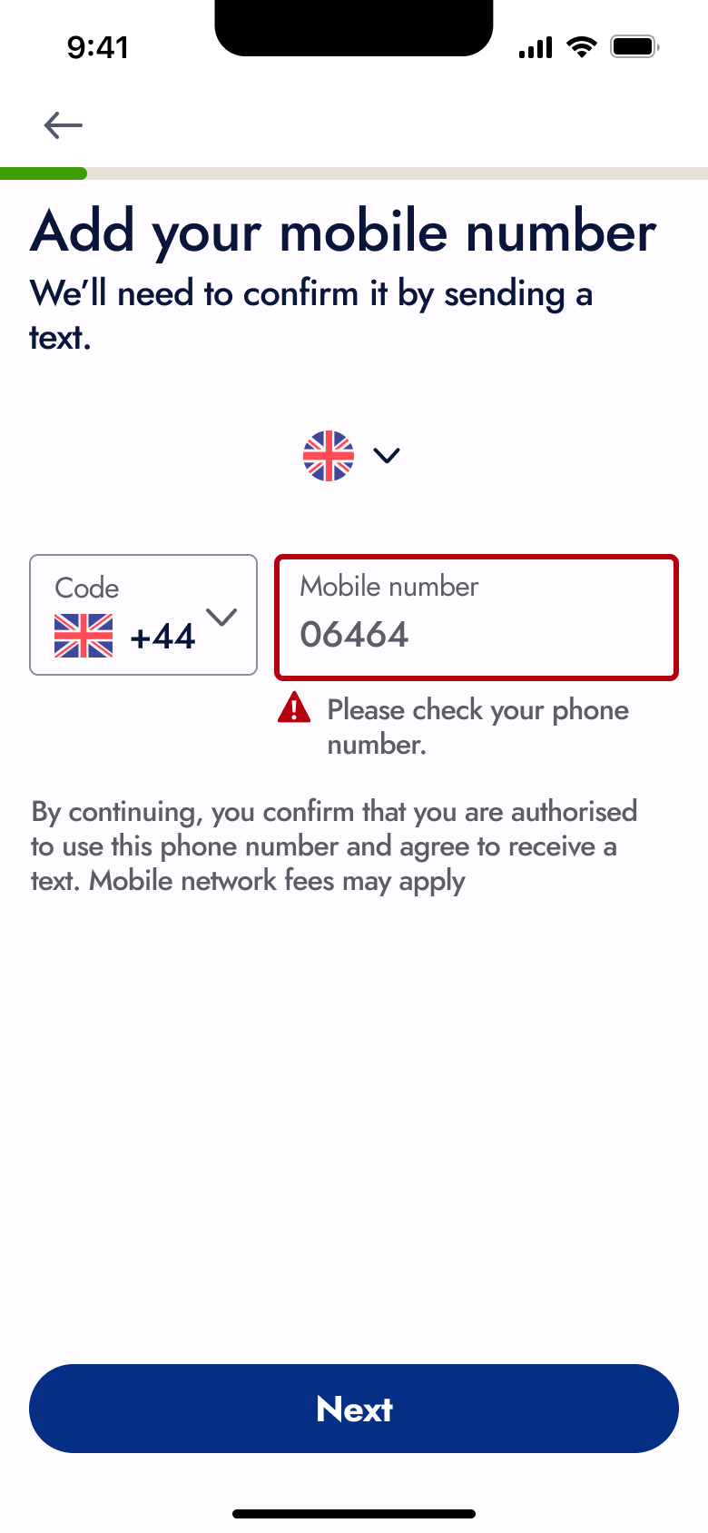 Please check your phone number error.
