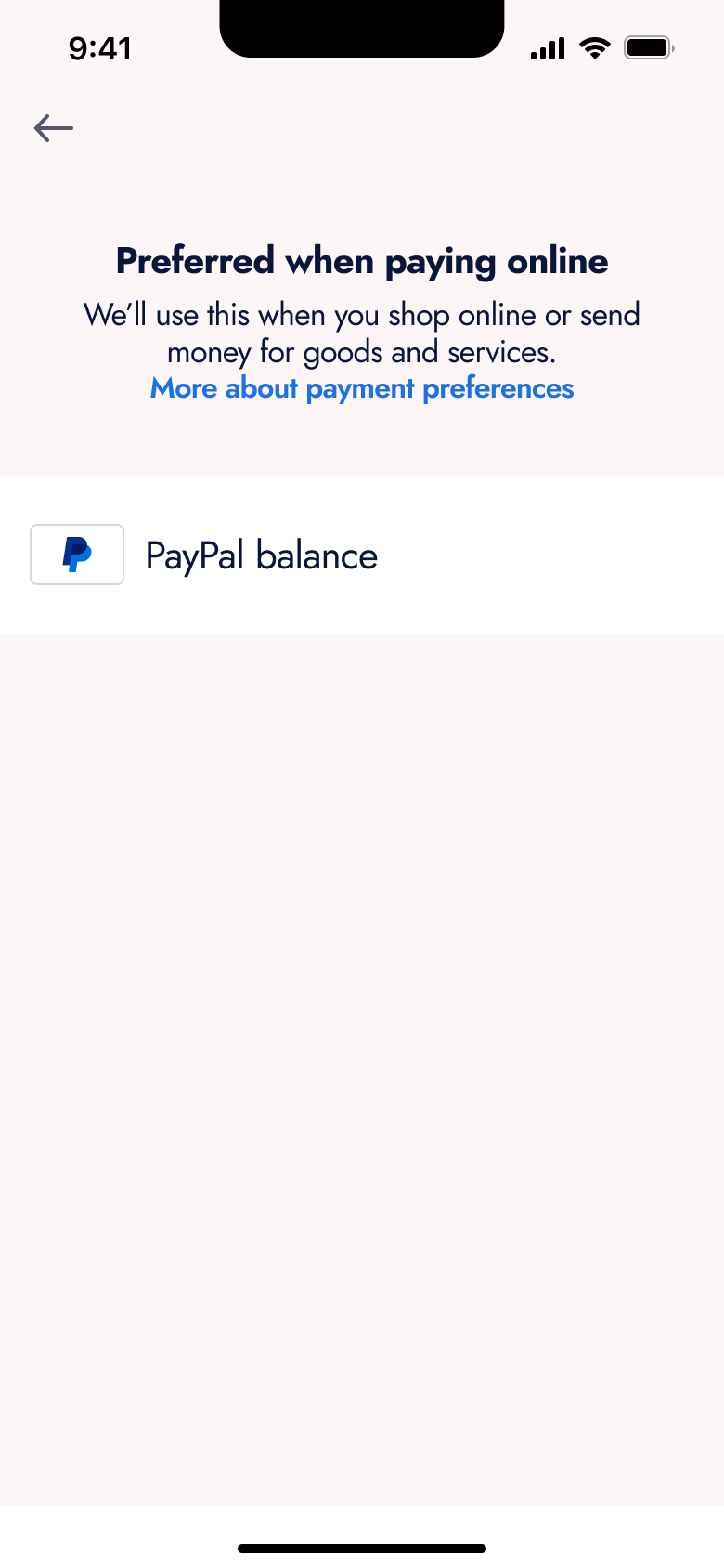 Preferred when paying online: balance option.
