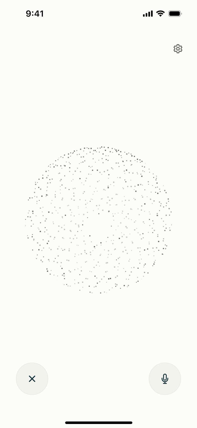 Hands-free voice mode listening with particle sphere.