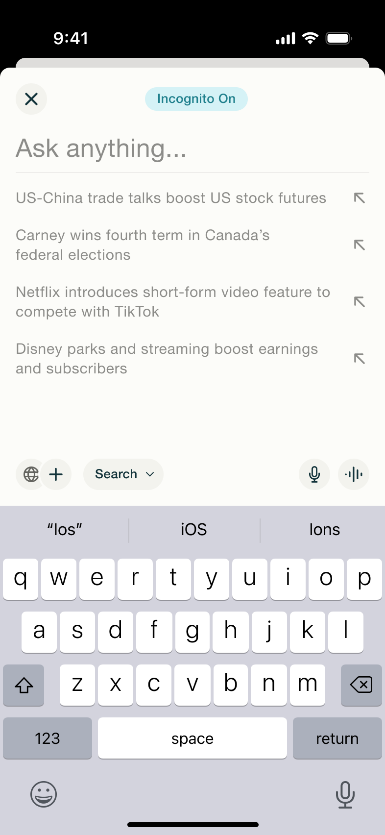 Ask anything in incognito mode.