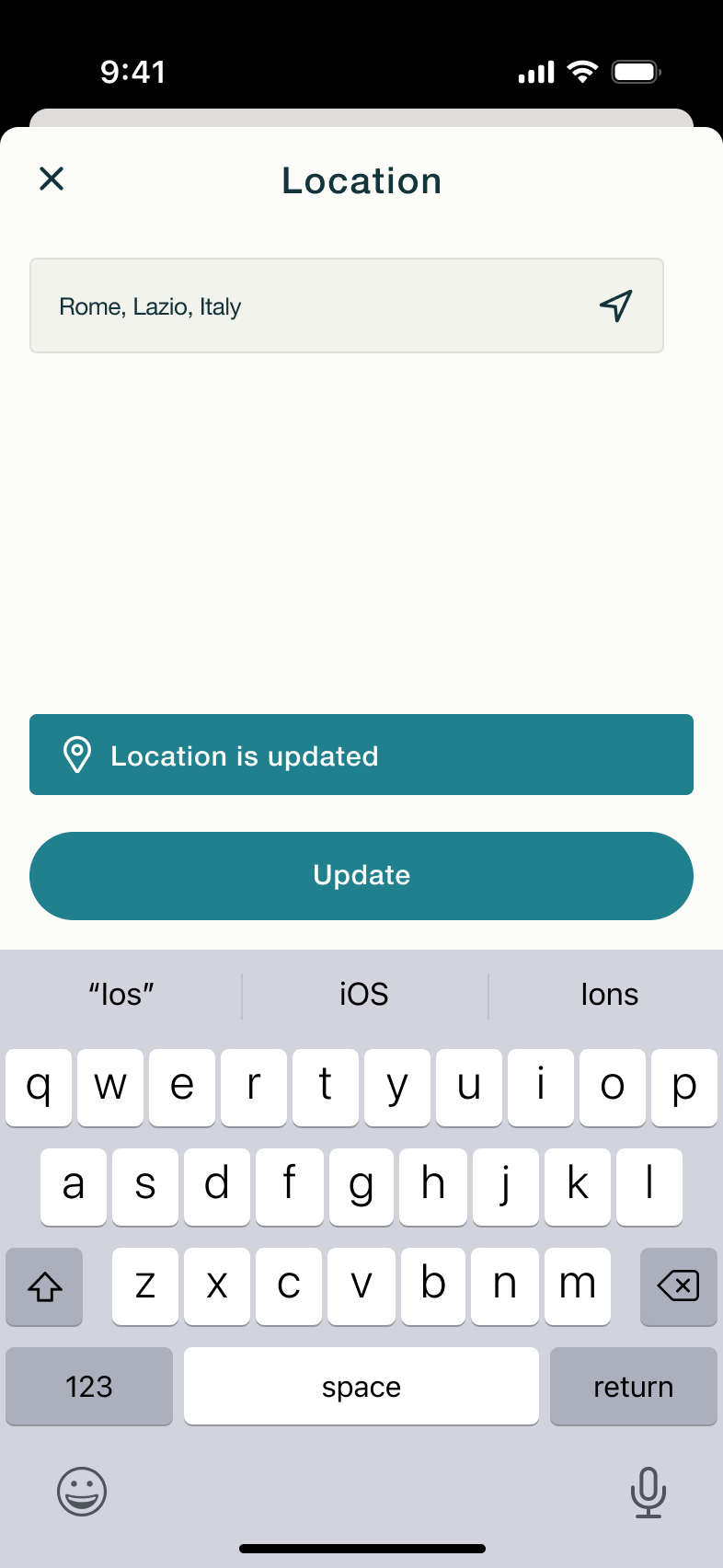 Location is updated toast.
